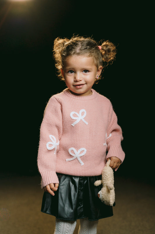 Pink Bow Knit Pullover