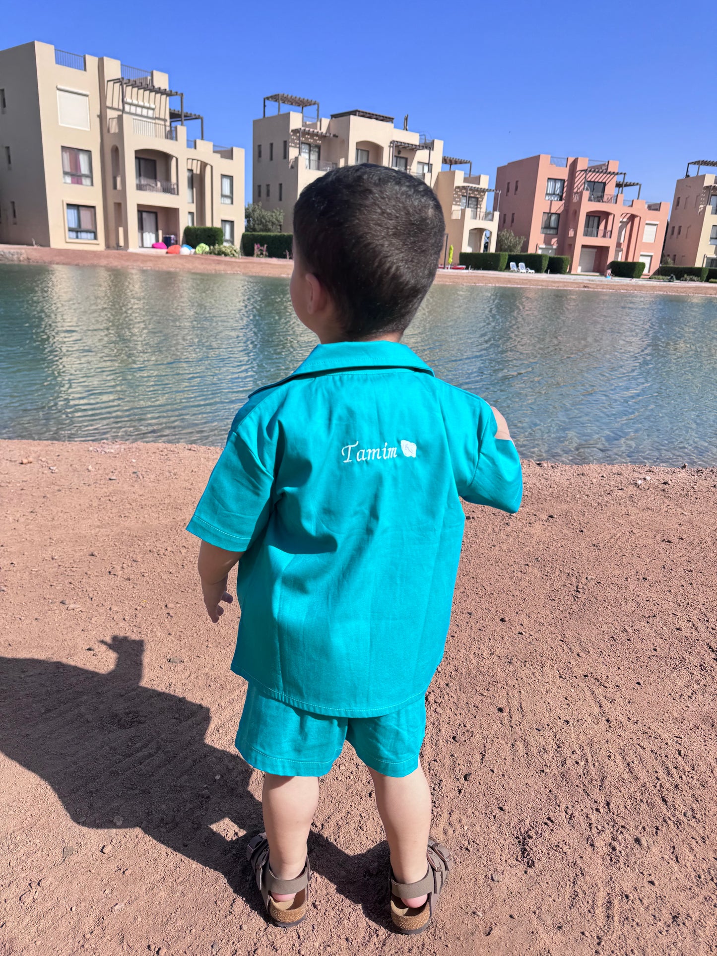 Blue Linen Jacket & Shorts Set