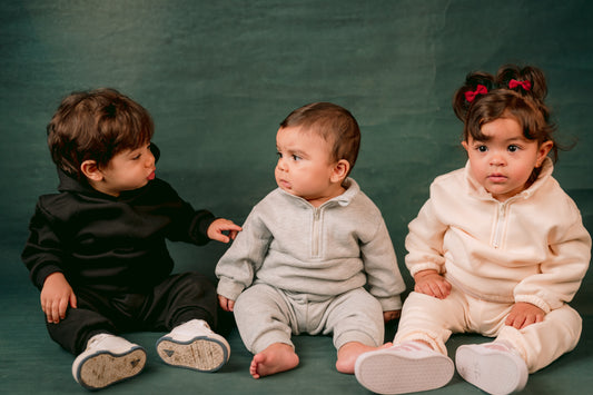 Fleeced Grey Half Zipper Set