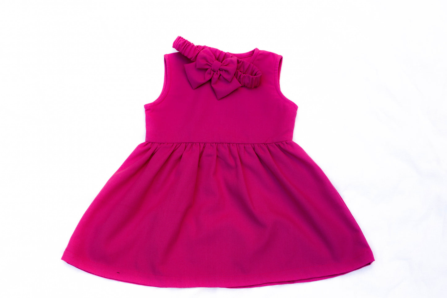 Fuchsia Linen Dress with Hair Bow
