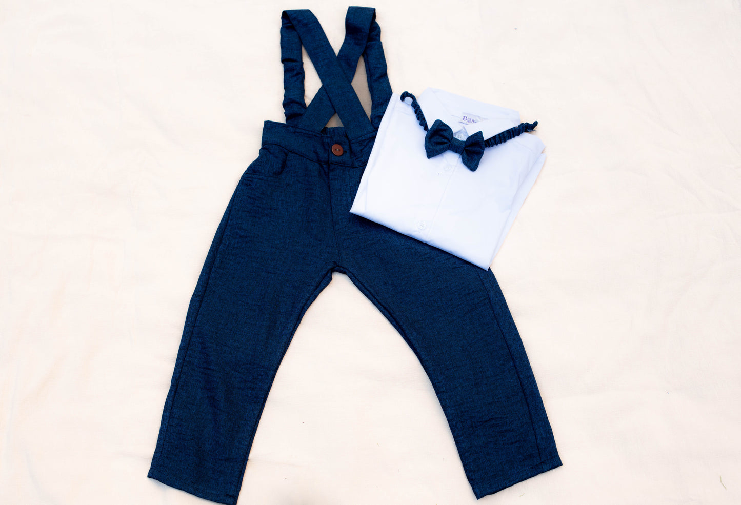 Dark Blue Salopette & White Chemise