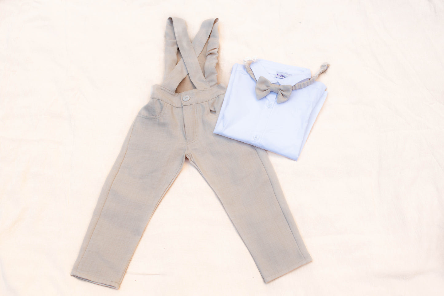 Beige Salopette & White Chemise