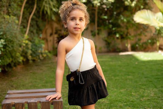 White Shimmer One-Shoulder Top