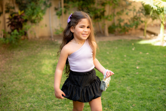 Lilac Shimmer One-Shoulder Top