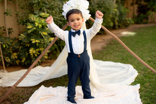 Dark Blue Salopette & White Chemise