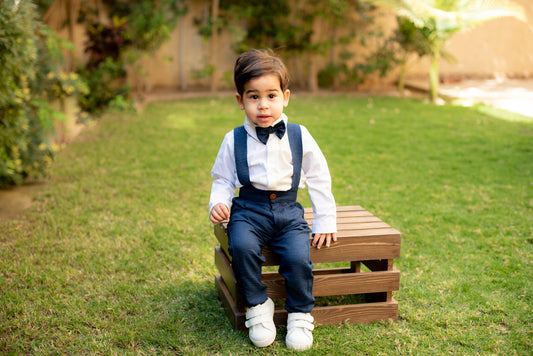 Dark Blue Salopette & White Chemise