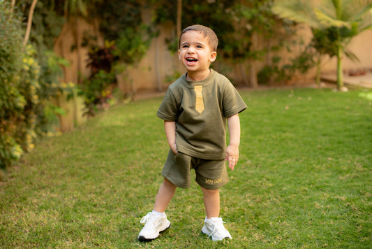 Mini Boss Cotton set in Olive Green