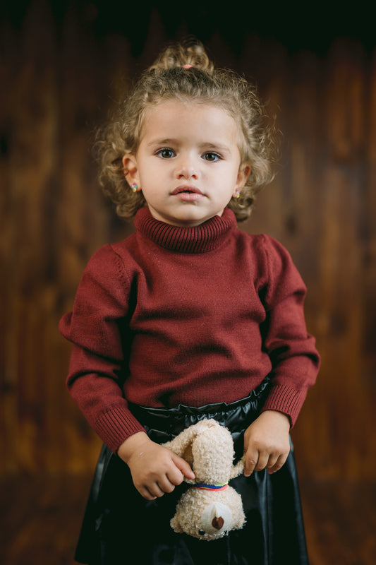 Little Girls' Turtle Neck in Burgundy