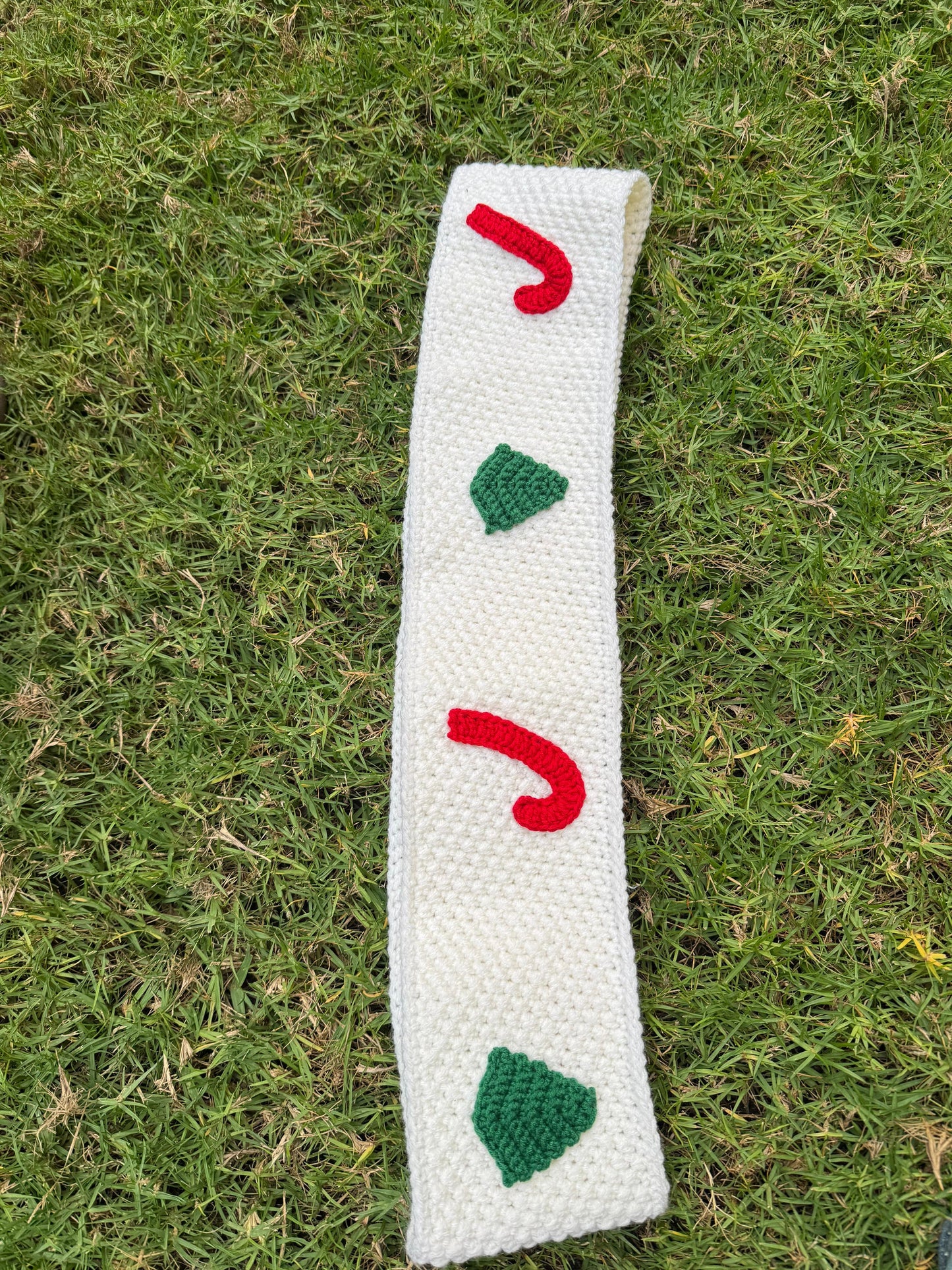 Candy Cane & Tree White Scarf