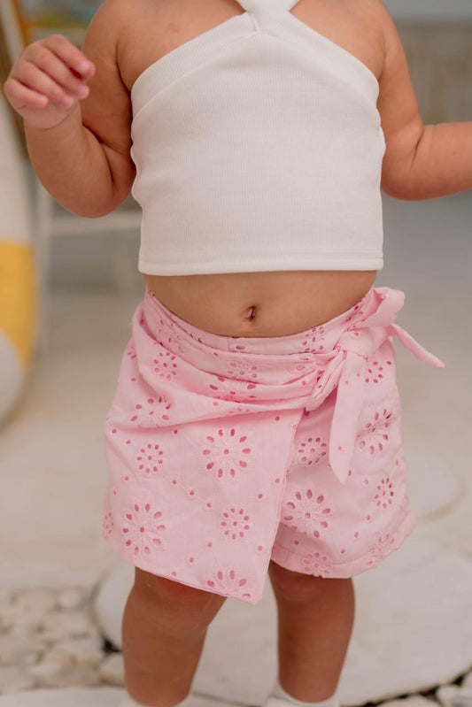 Embroidered Pink Skort