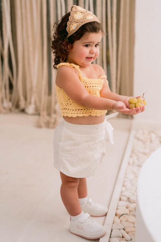 Embroidered White Skort