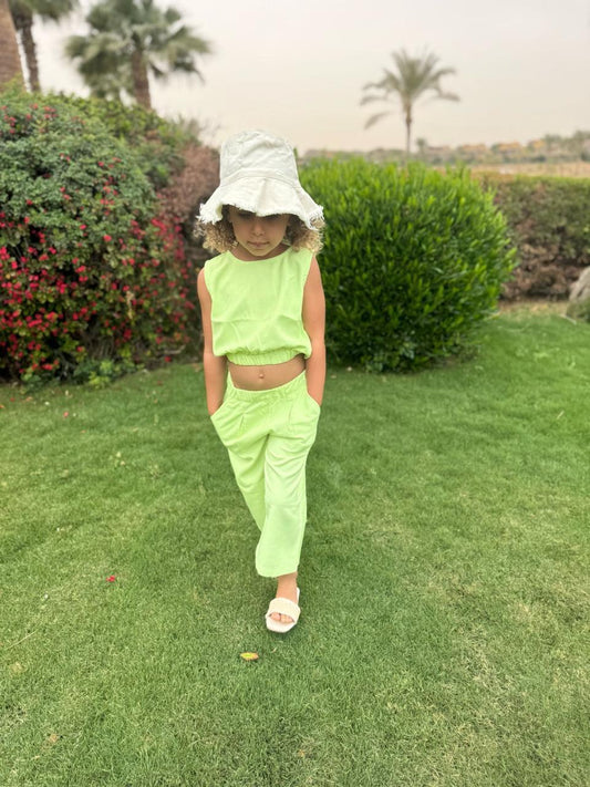 Cropped Linen Set in Mint