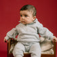 Fleeced Grey Half Zipper Set