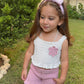 White - Lilac  crochet set