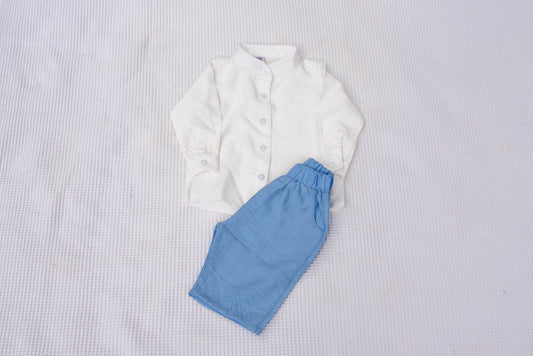 White Chemise - Blue Shorts