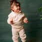 Fleeced Beige Half Zipper Set