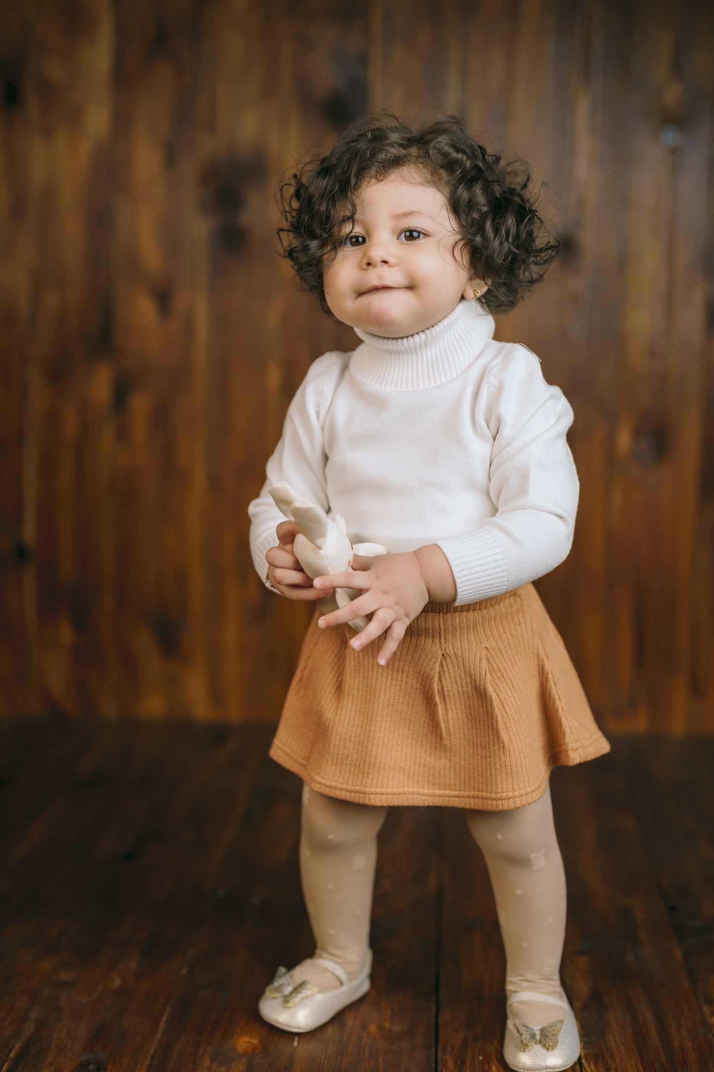 Little Girls' Turtle Neck in White