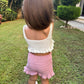 White - Lilac  crochet set