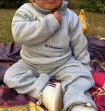 Fleeced Grey Half Zipper Set