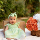 Green Linen Dress with Hair Bow
