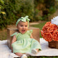 Green Linen Dress with Hair Bow