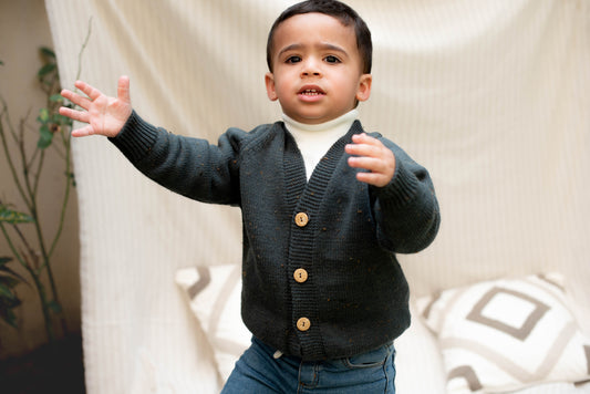 Wool Unisex Cardigan in Olive Green