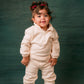Fleeced Beige Half Zipper Set