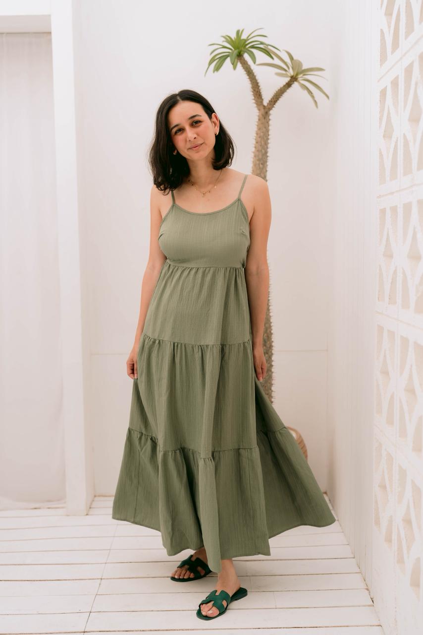 Mom Green Dress with Bow