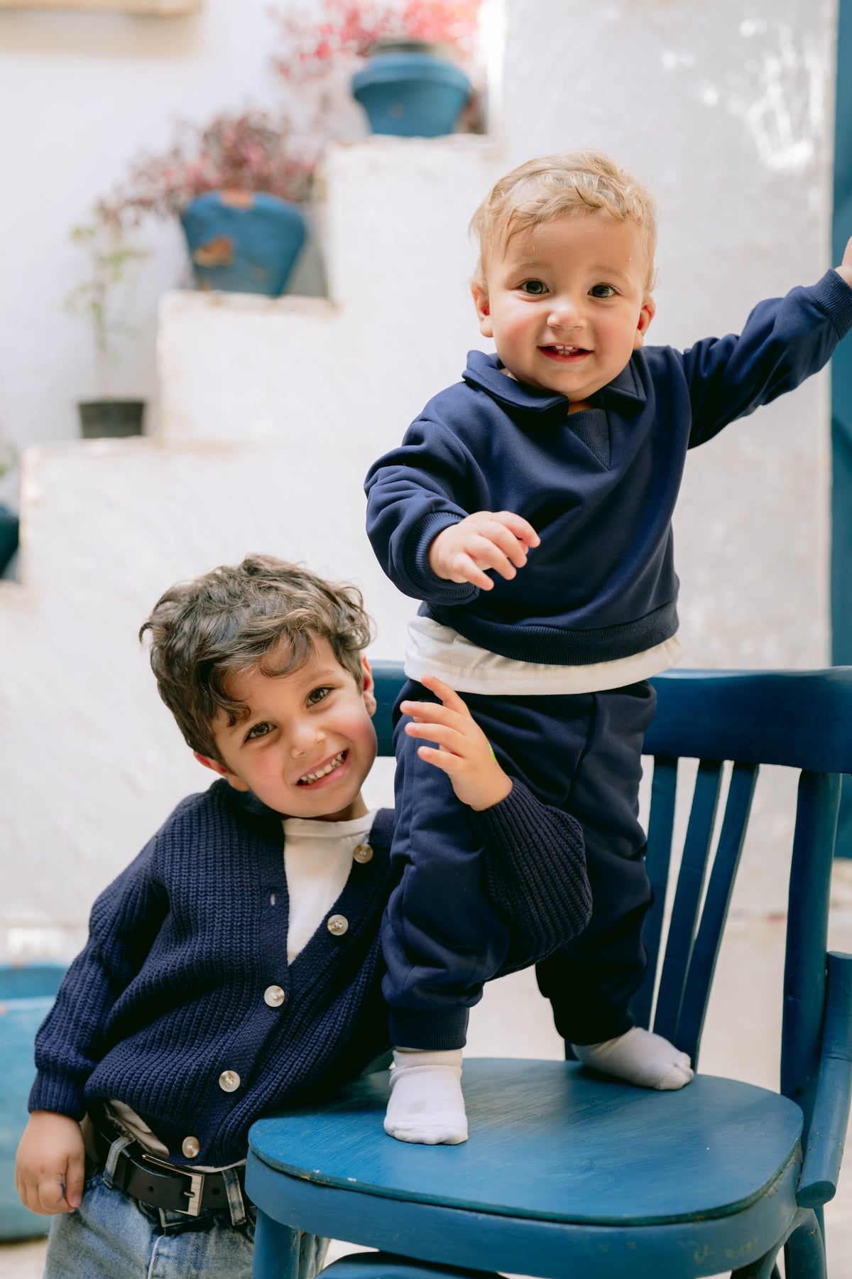 V Blue Cotton Set