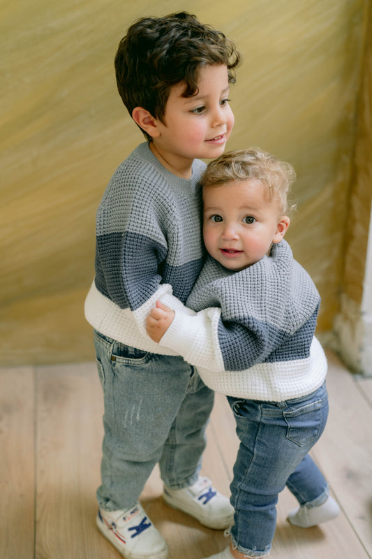 White & Blue Pullover