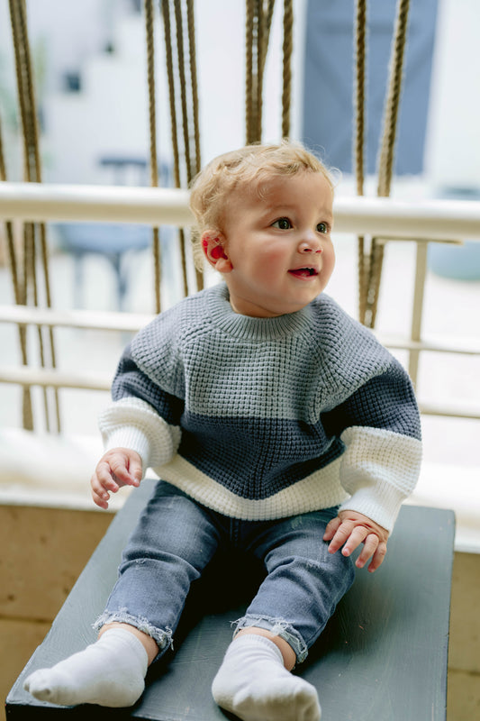 White & Blue Pullover