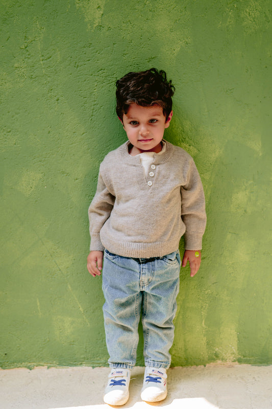 Camel button pullover
