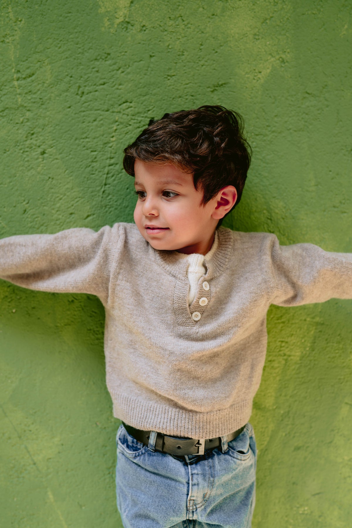 Camel button pullover